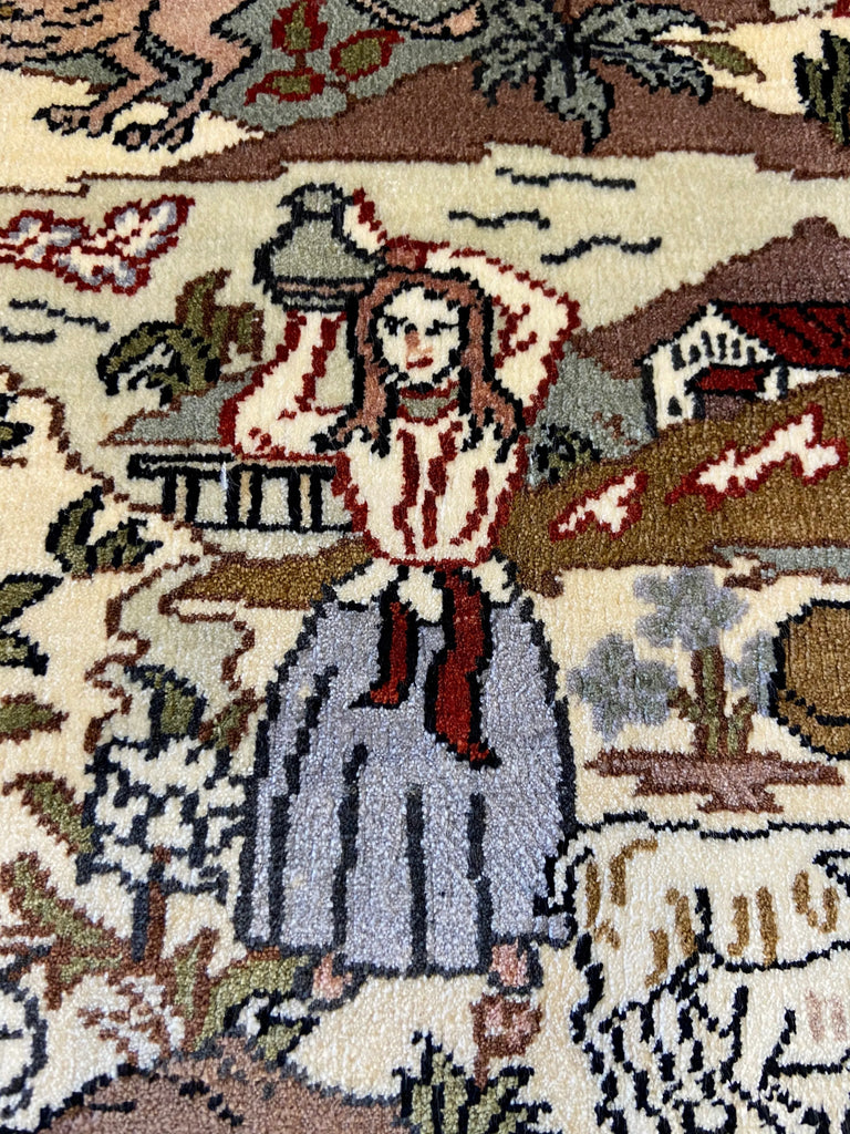 3x5 Village Scene Hand Knotted