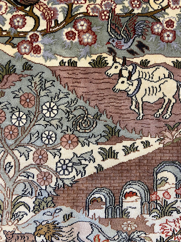 3x5 Village Scene Hand Knotted