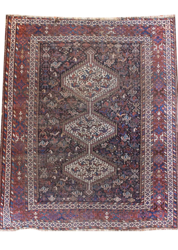 4'10"x6'2" Khamseh Hand Knotted