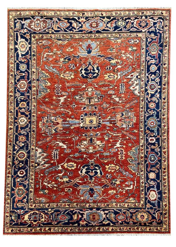 4'10"x6'8" Afghan-Mahal Hand Knotted