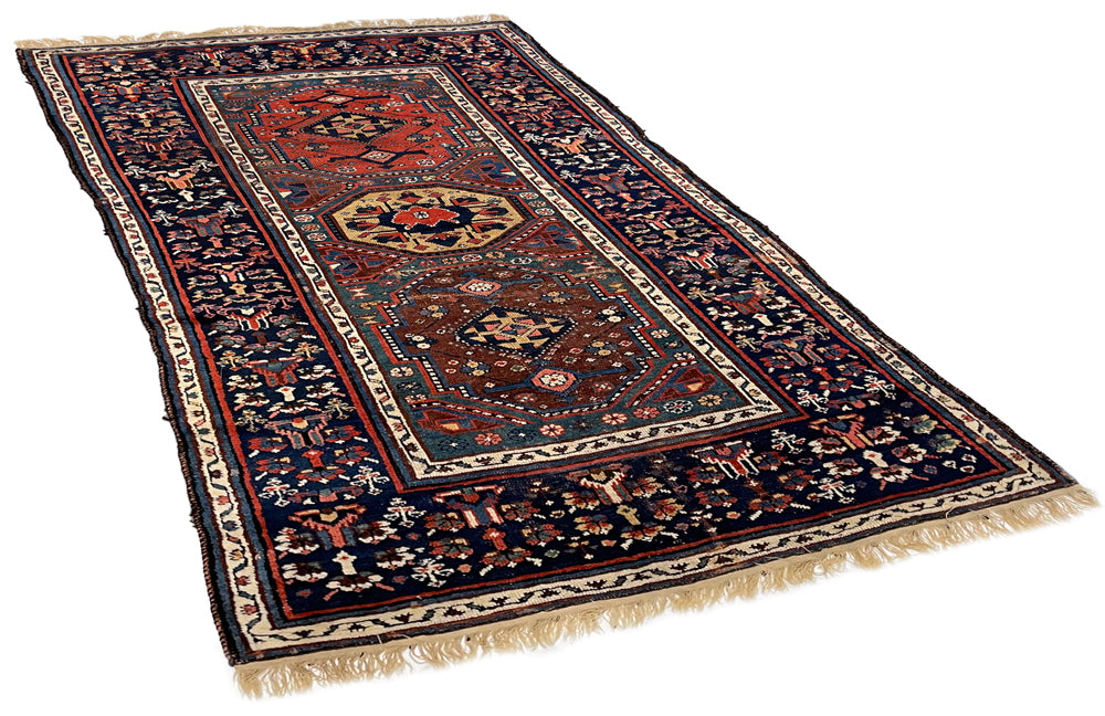 4'10"x8'5" Kurdish Hand Knotted