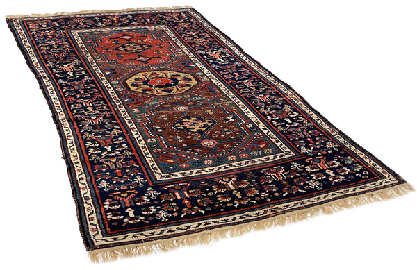 4'10"x8'5" Kurdish Hand Knotted