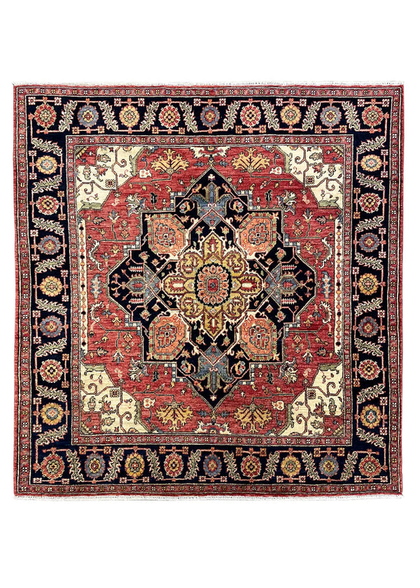 4'11"x5'2" Heriz Hand Knotted