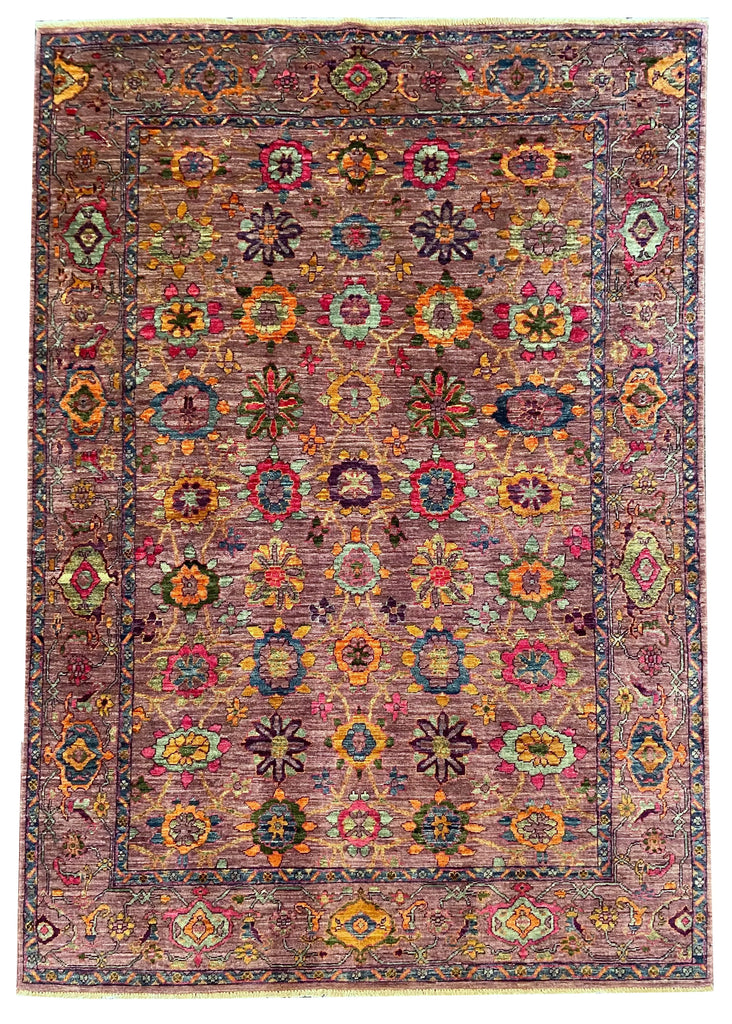 4'11"x6'11" Afghan-Mina Khani Hand Knotted