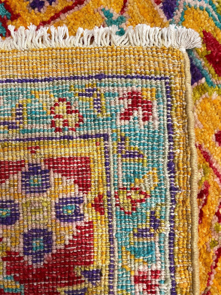 4'1"x10'5" Saffron Bakshiesh Hand Knotted