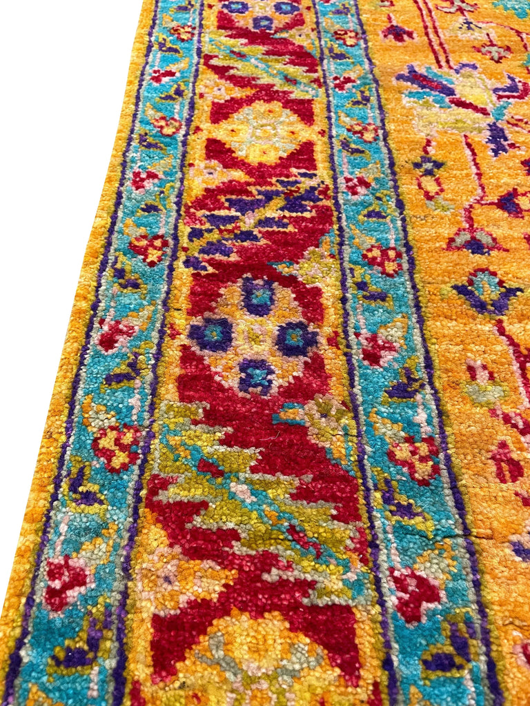 4'1"x10'5" Saffron Bakshiesh (s) Hand Knotted