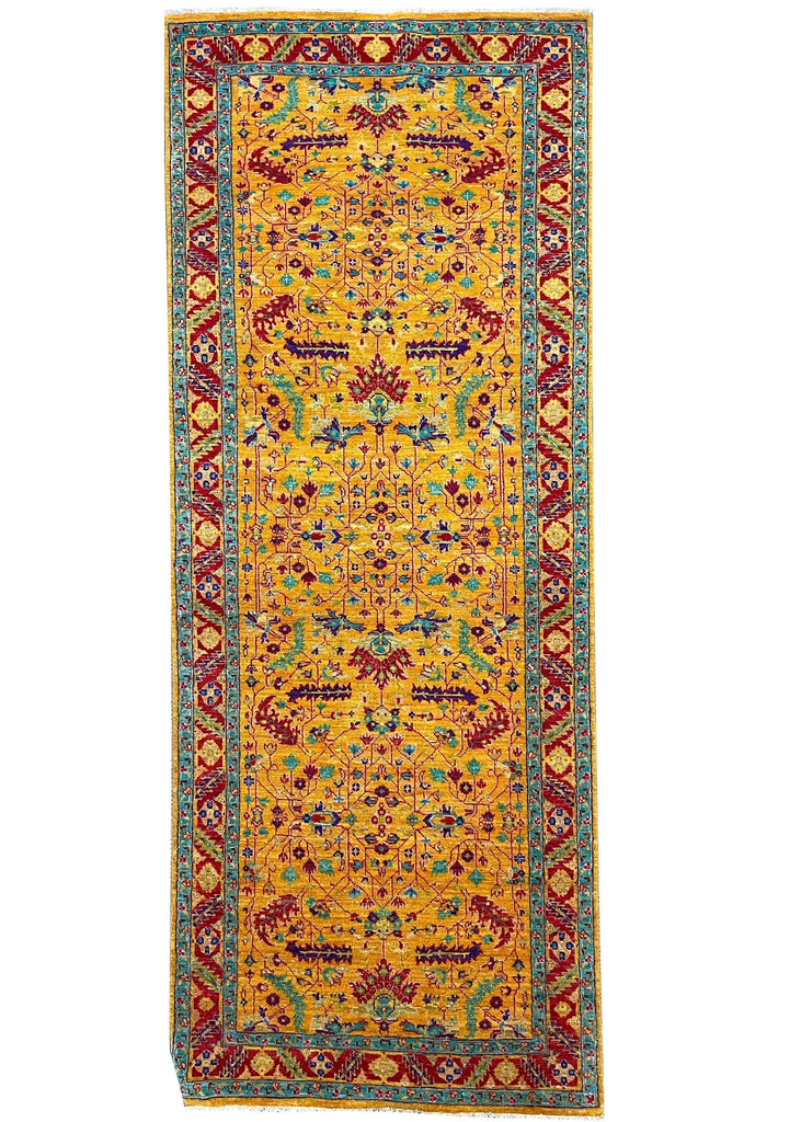 4'1"x10'5" Saffron Bakshiesh (s) Hand Knotted