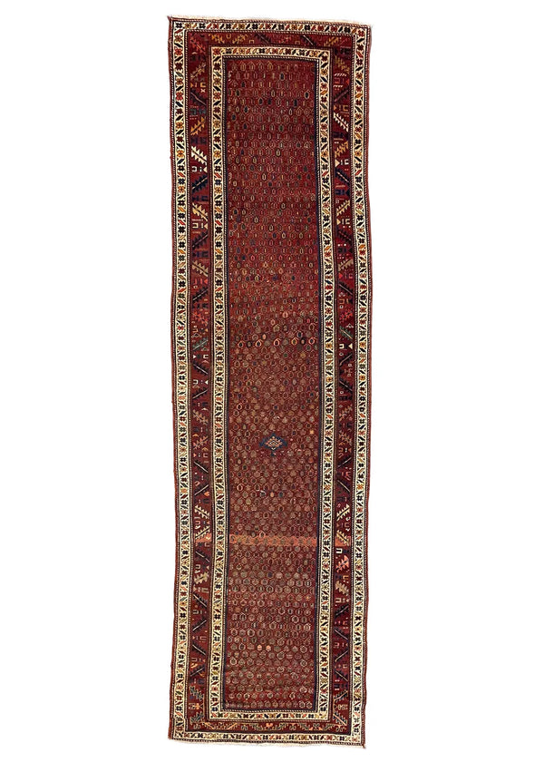 4'1"x14'8" Kurdish Hand Knotted