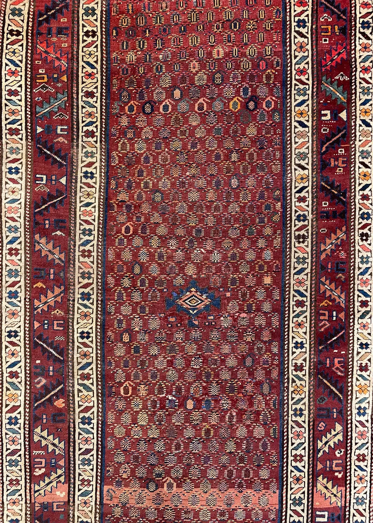 4'1"x14'8" Kurdish Hand Knotted