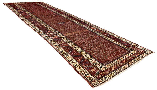 4'1"x14'8" Kurdish Hand Knotted