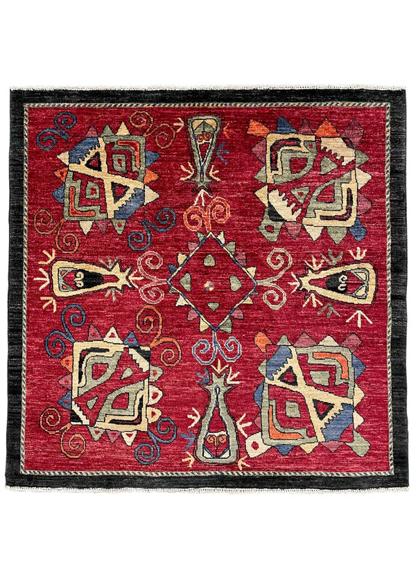 4'1"x4'1" Suzani Hand Knotted