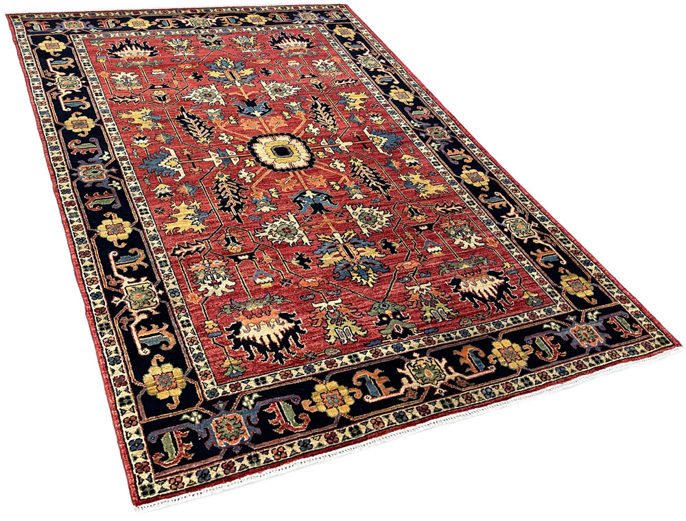 4'1"x5'11" Heriz Hand Knotted