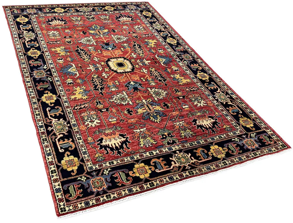 4'1"x5'11" Heriz Hand Knotted