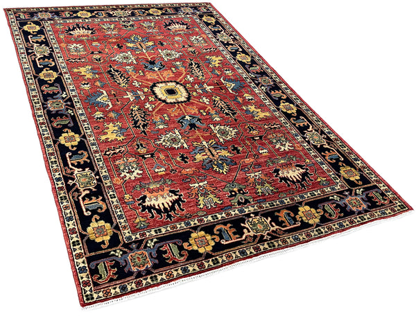 4'1"x5'11" Heriz Hand Knotted