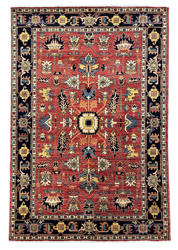 4'1"x5'11" Heriz Hand Knotted