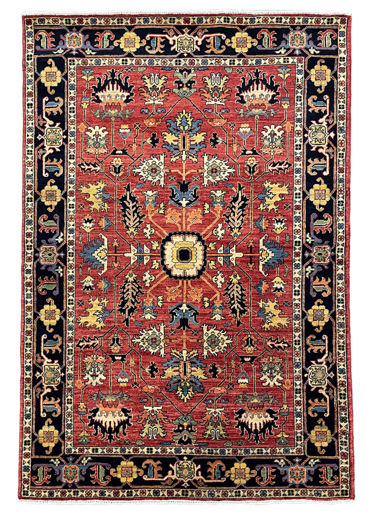 4'1"x5'11" Heriz Hand Knotted