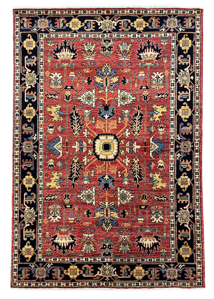 4'1"x5'11" Heriz Hand Knotted