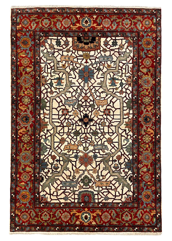 4'1"x6'2" Arabesque Hand Knotted