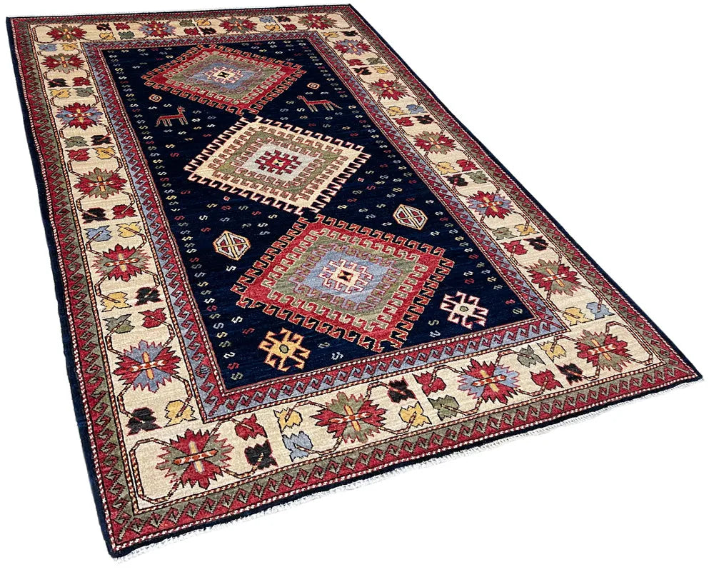 4'1"x6'2" Kazak Hand Knotted