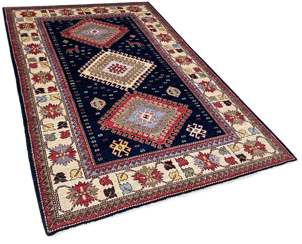 4'1"x6'2" Kazak Hand Knotted