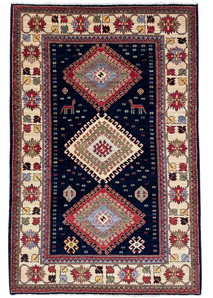 4'1"x6'2" Kazak Hand Knotted
