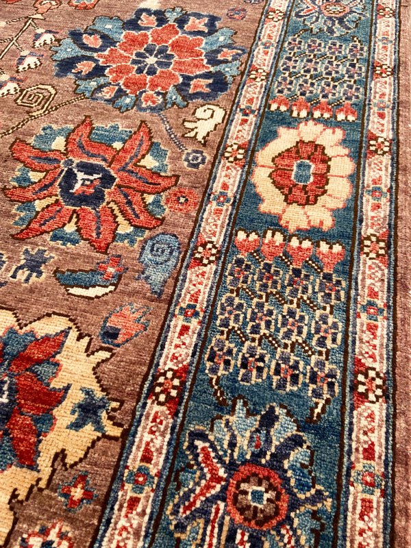 4'1"x6'3" Afghan-Harshang Hand Knotted