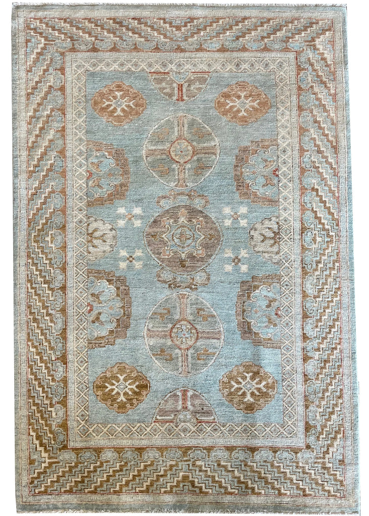 4'1"x6' Khotan Hand Knotted