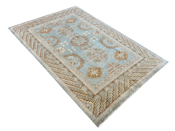 4'1"x6' Khotan Hand Knotted