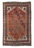 4'1"x6' Qashqai Kashkuli Hand Knotted
