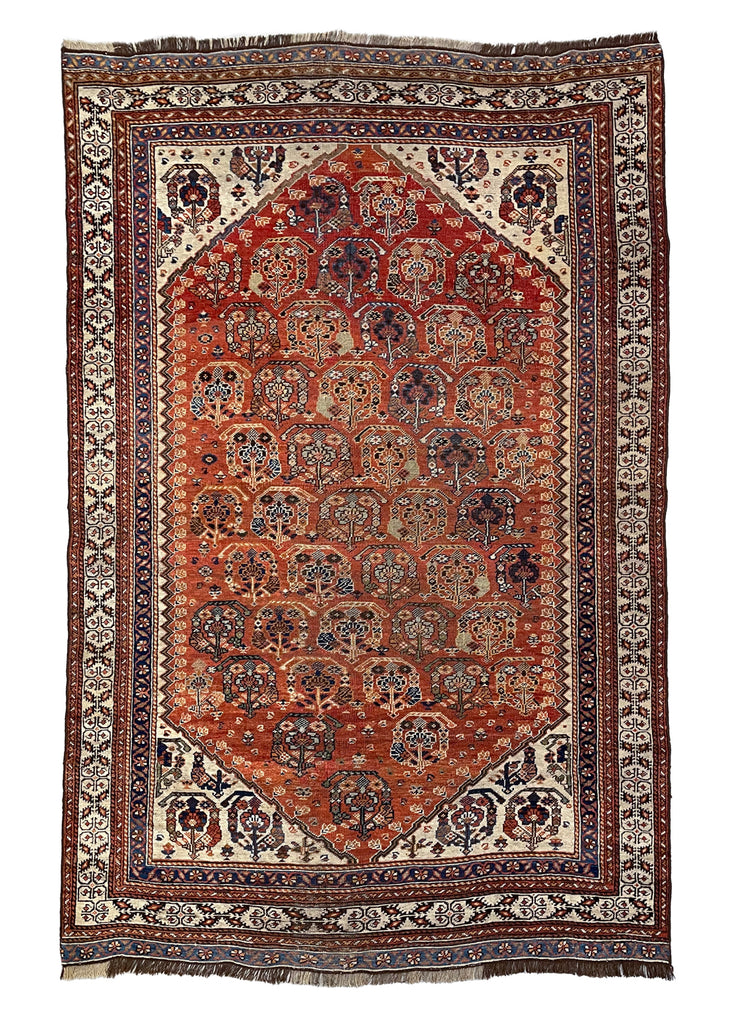 4'1"x6' Qashqai Kashkuli Hand Knotted