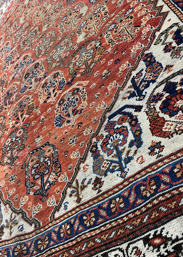 4'1"x6' Qashqai Kashkuli Hand Knotted