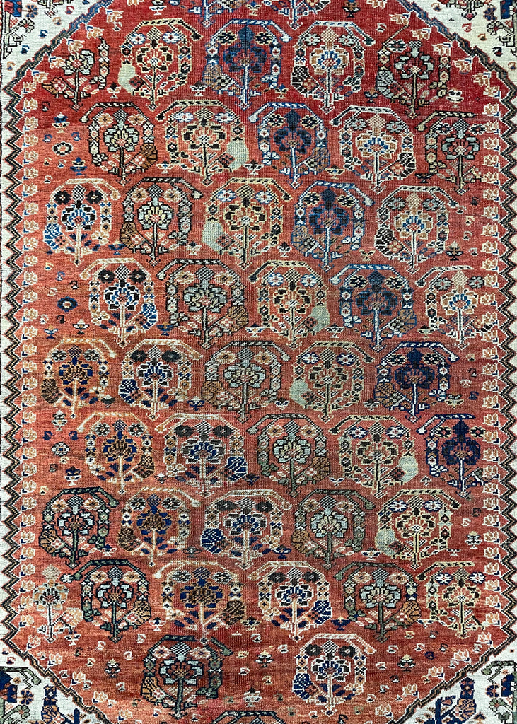 4'1"x6' Qashqai Kashkuli Hand Knotted