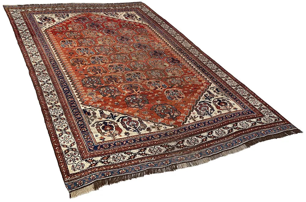 4'1"x6' Qashqai Kashkuli Hand Knotted