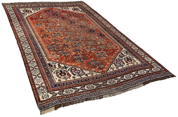 4'1"x6' Qashqai Kashkuli Hand Knotted