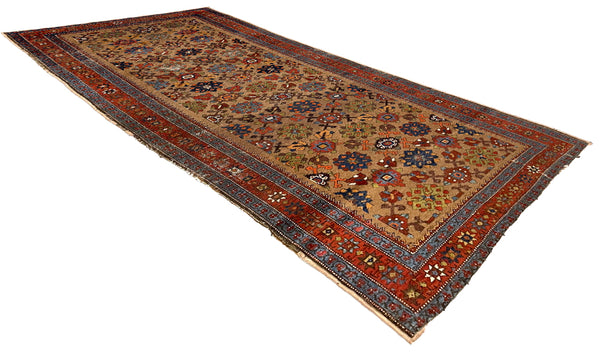 4'1"x8'4" Camel Hair Hamadan Hand Knotted