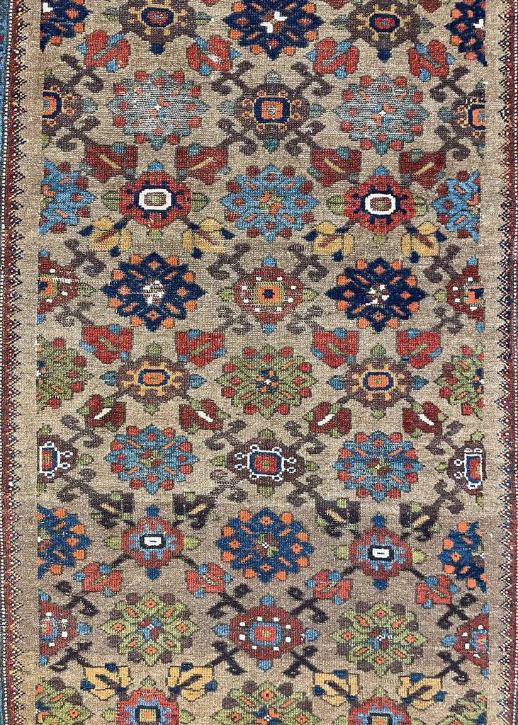 4'1"x8'4" Camel Hair Hamadan Hand Knotted