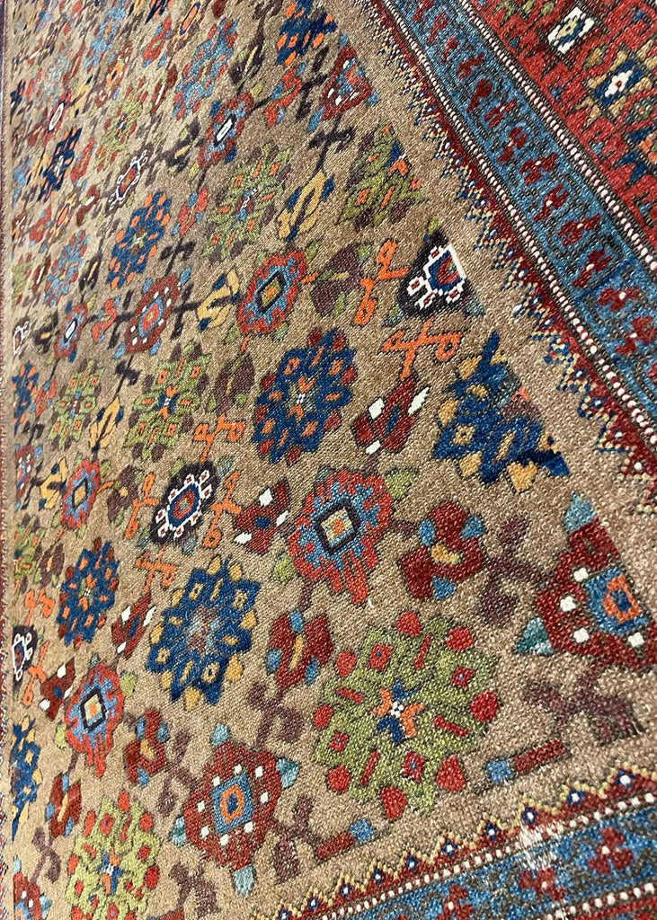 4'1"x8'4" Camel Hair Hamadan Hand Knotted