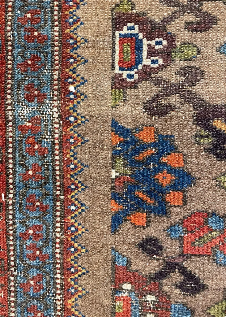 4'1"x8'4" Camel Hair Hamadan Hand Knotted
