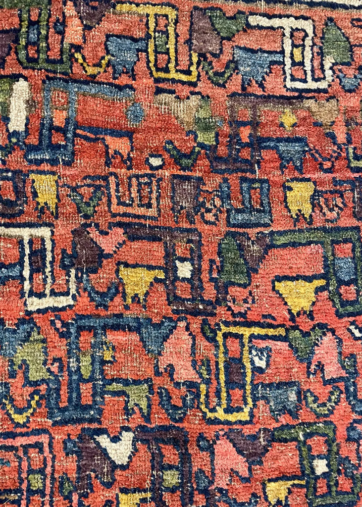 4'2"x4'11" Kurdish Bidjar Fragment Hand Knotted