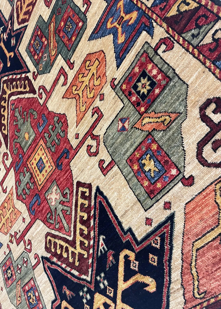 4'2"x4'8" Star Kazak Hand Knotted