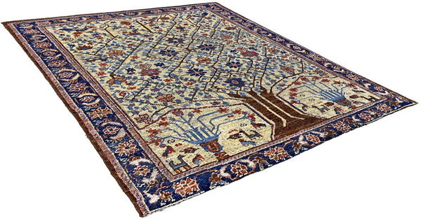 4'2"x5'1" Burano Neriz Hand Knotted