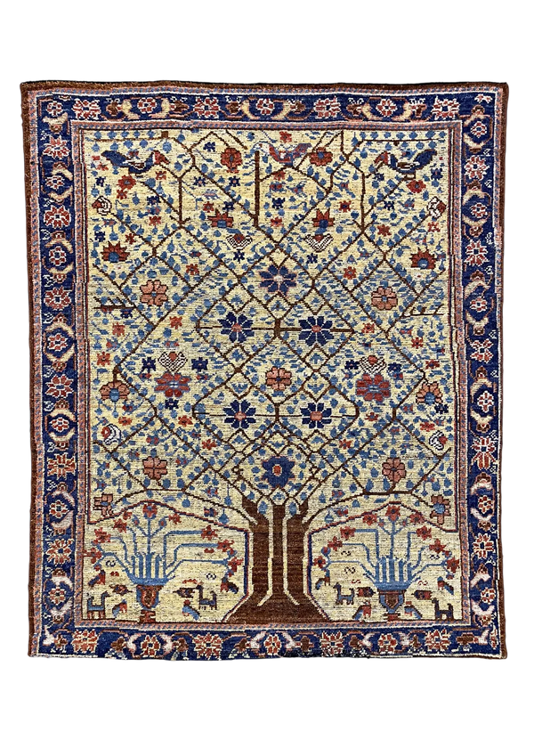 4'2"x5'1" Burano Neriz Hand Knotted