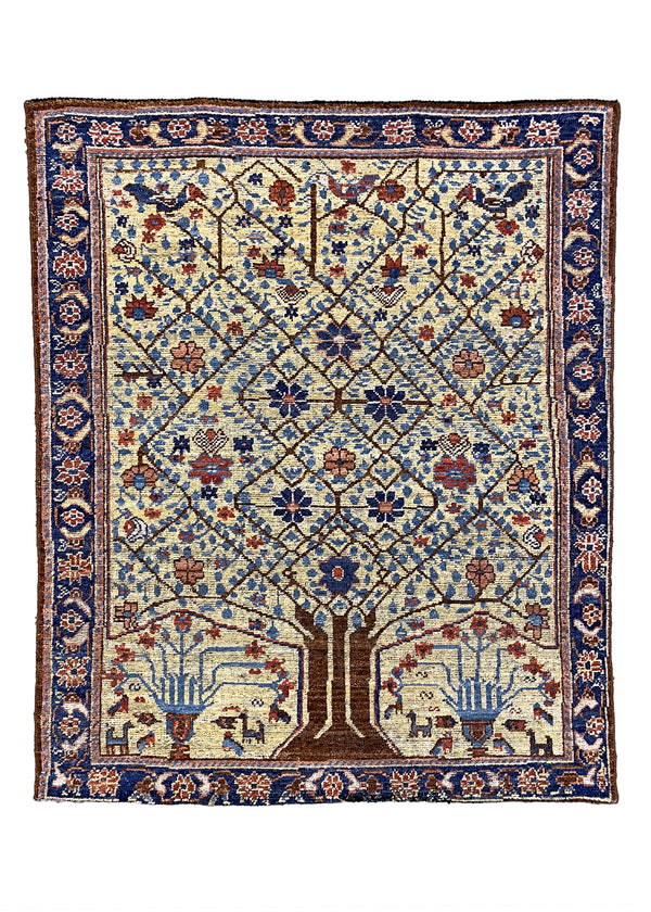 4'2"x5'1" Burano Neriz Hand Knotted