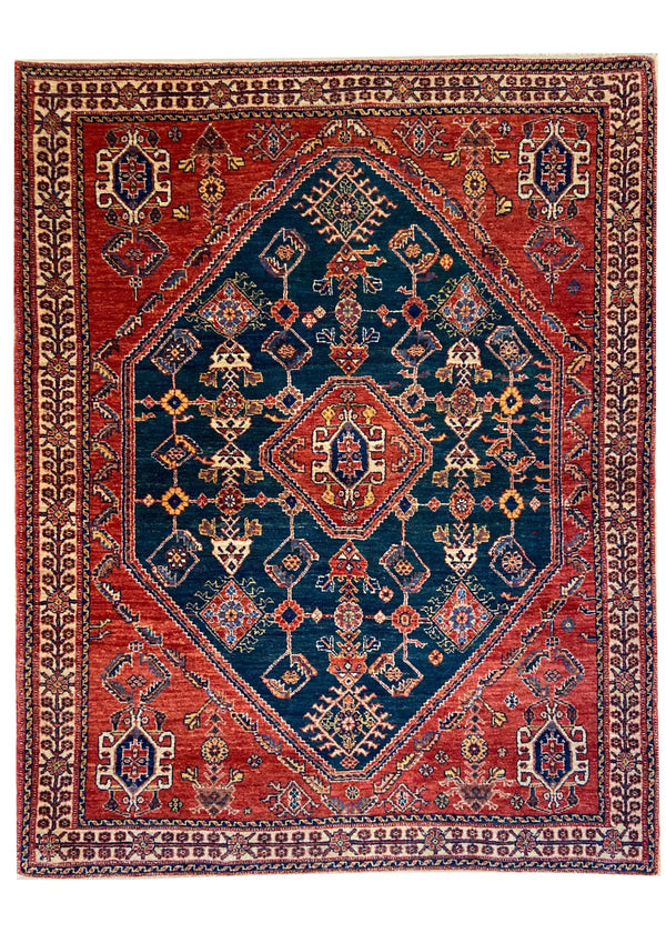 4'2"x5'4" Qashqai Hand Knotted