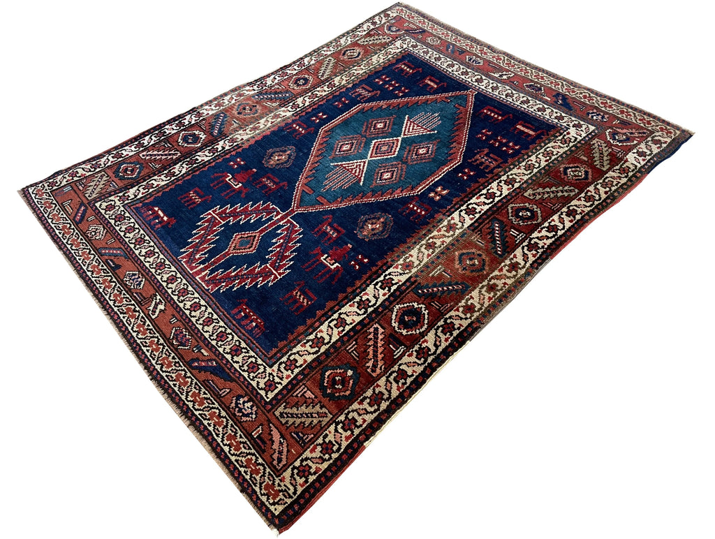 4'2"x5 N.W. Persian Kurdish Hand Knotted