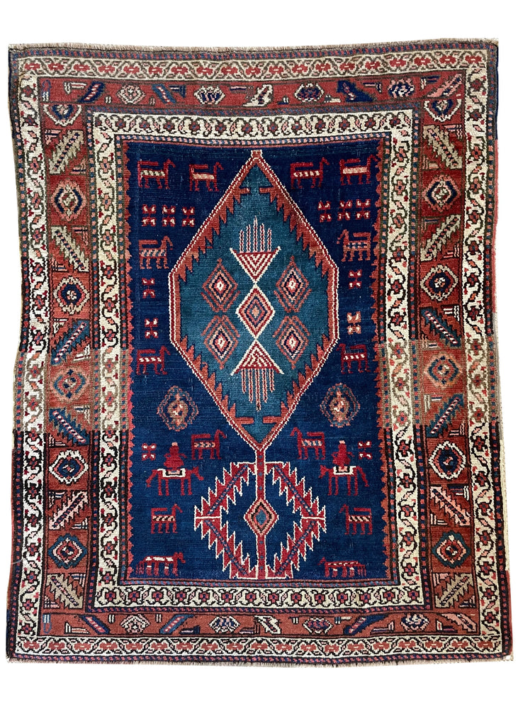 4'2"x5 N.W. Persian Kurdish Hand Knotted