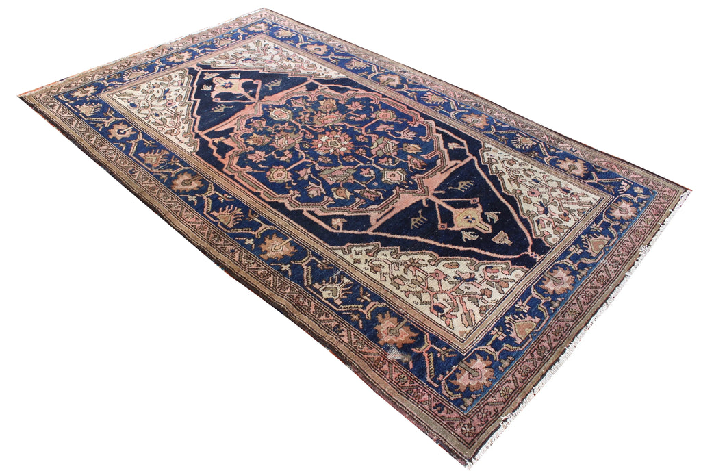 4'2"x6'11" Zanjan Hamadan Hand Knotted