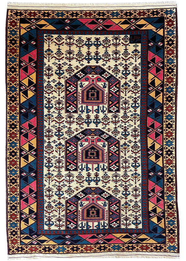 4'2"x6'2" Kabuli Hand Knotted