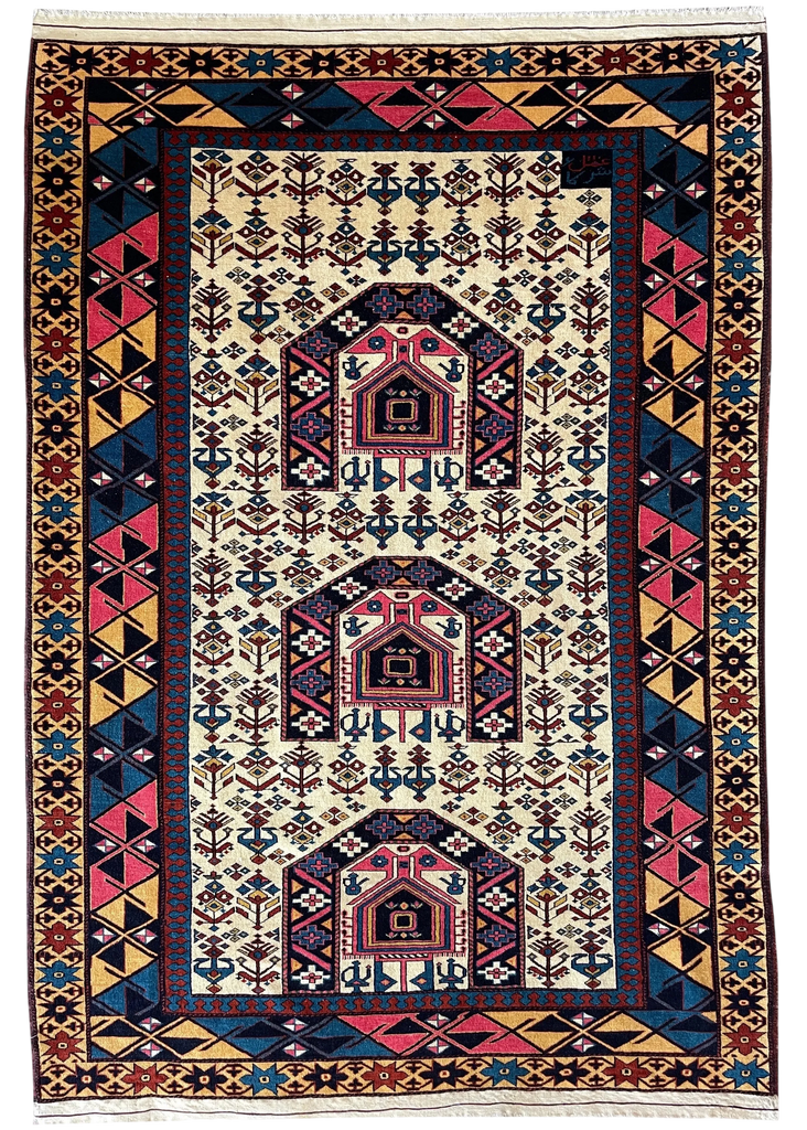 4'2"x6'2" Kabuli Hand Knotted