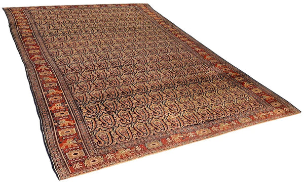 4'2"x6'6" Sennah "Boteh" Hand Knotted